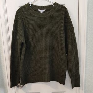 Time And Tru Olive Green Women's Waffle Knit Sweater